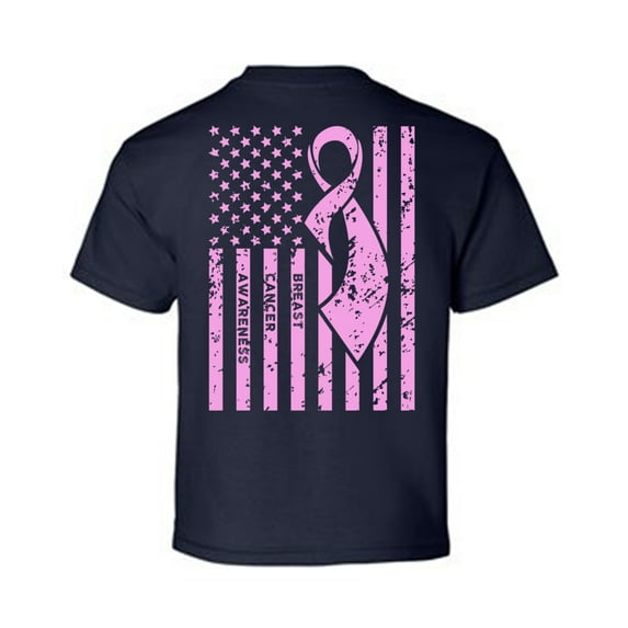 Awkward Styles Breast Cancer Awareness T-Shirt Pink Flag Kids T Shirts Back Print