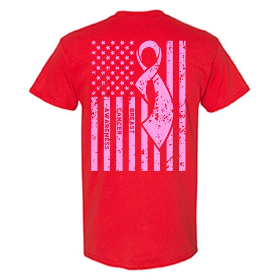 Awkward Styles Breast Cancer Awareness T-Shirt Pink Flag T Shirts for Men Back Print