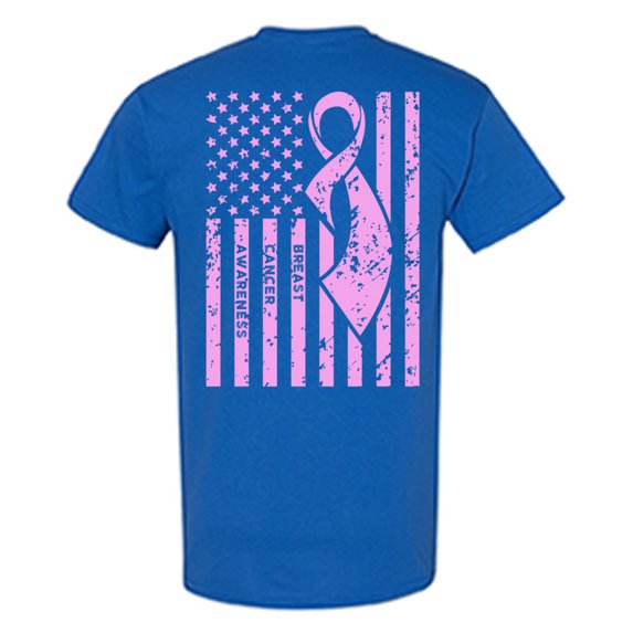 Awkward Styles Breast Cancer Awareness T-Shirt Pink Flag T Shirts for Men Back Print