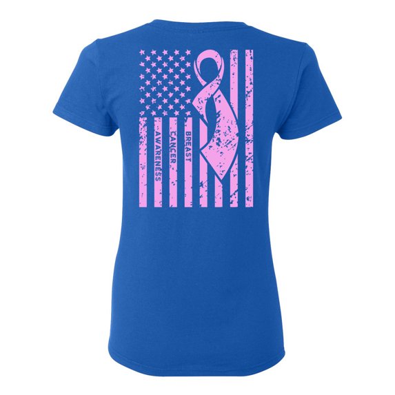 Awkward Styles Breast Cancer Awareness T-Shirt Pink Flag T Shirts for Women Back Print