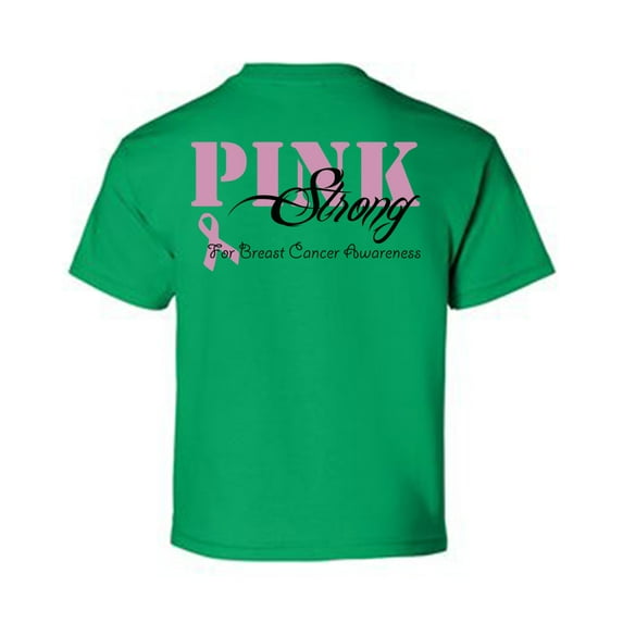 Awkward Styles Breast Cancer Awareness T-Shirt Pink Ribbon Strong Kids T Shirts Back Print