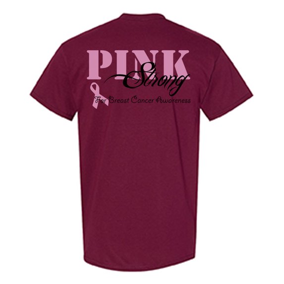Awkward Styles Breast Cancer Awareness T-Shirt Pink Ribbon Strong T Shirts for Men Back Print
