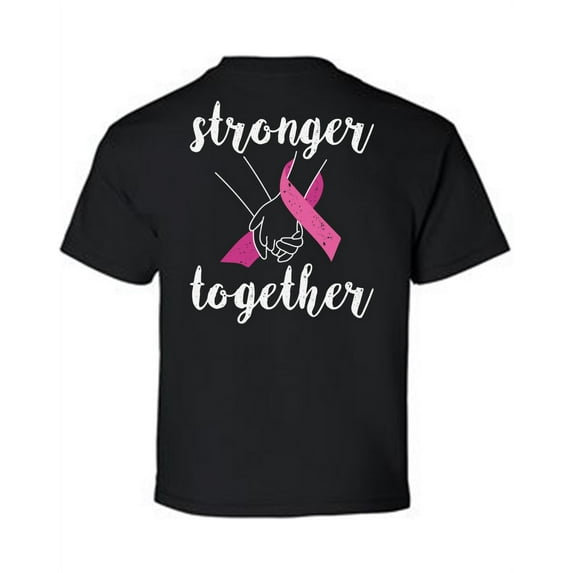 Awkward Styles Breast Cancer Awareness T-Shirt Stronger Together Kids T Shirts Back Print