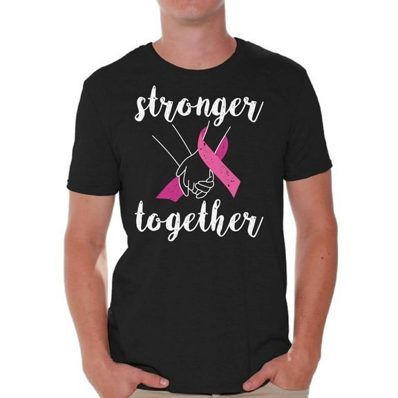 Awkward Styles Breast Cancer Awareness T-Shirt Stronger Together T Shirts for Men