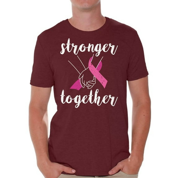Awkward Styles Breast Cancer Awareness T-Shirt Stronger Together T Shirts for Men