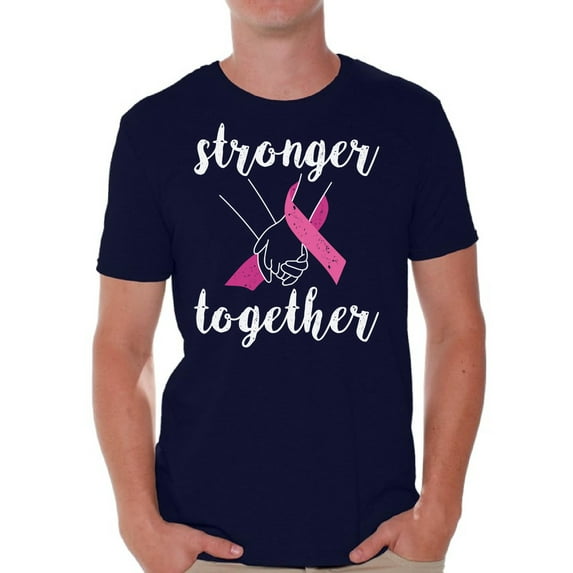 Awkward Styles Breast Cancer Awareness T-Shirt Stronger Together T Shirts for Men
