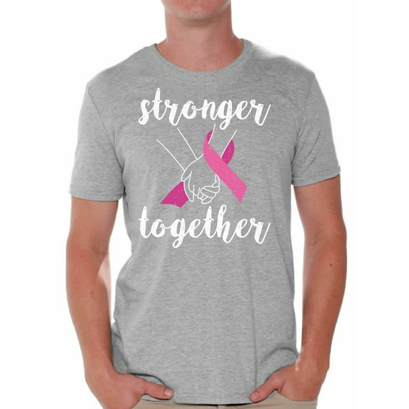 Awkward Styles Breast Cancer Awareness T-Shirt Stronger Together T Shirts for Men