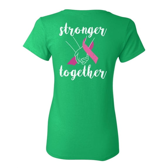 Awkward Styles Breast Cancer Awareness T-Shirt Stronger Together T Shirts for Women Back Print