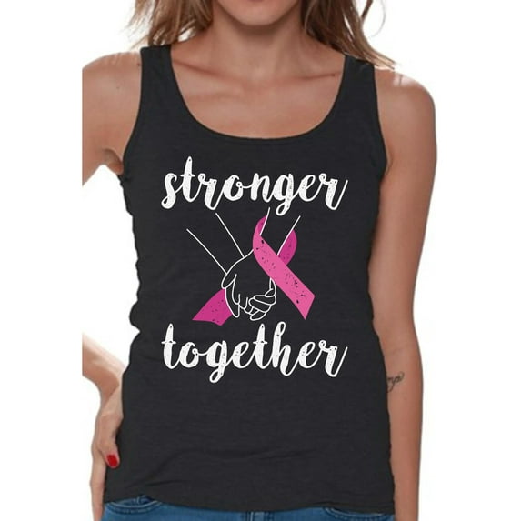 Awkward Styles Breast Cancer Awareness T-Shirt Stronger Together Tank Tops for Women