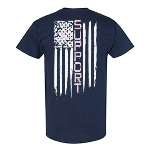 Awkward Styles Breast Cancer Awareness T-Shirt Support Flag T Shirts for Men Back Print