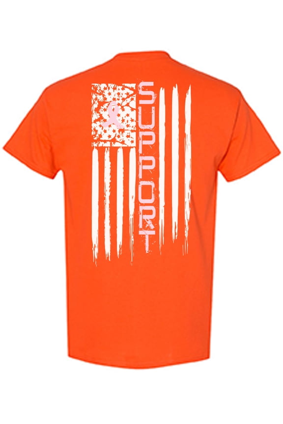 Breast Cancer Awareness T-Shirt Support Flag T Shirts for Men Back Print
