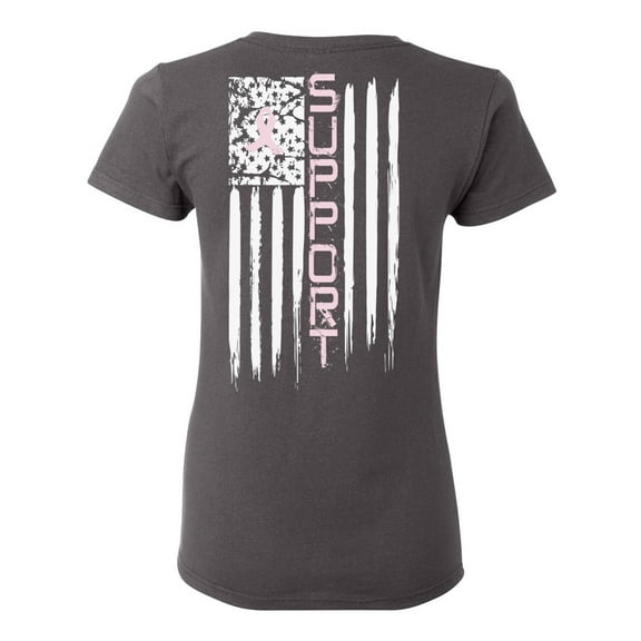 Awkward Styles Breast Cancer Awareness T-Shirt Support Flag T Shirts for Women Back Print