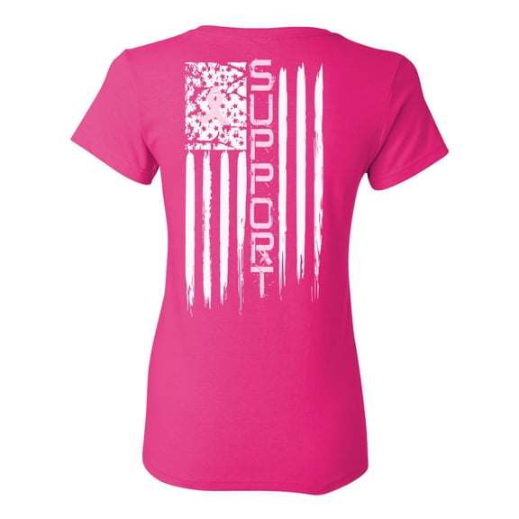 Awkward Styles Breast Cancer Awareness T-Shirt Support Flag T Shirts for Women Back Print
