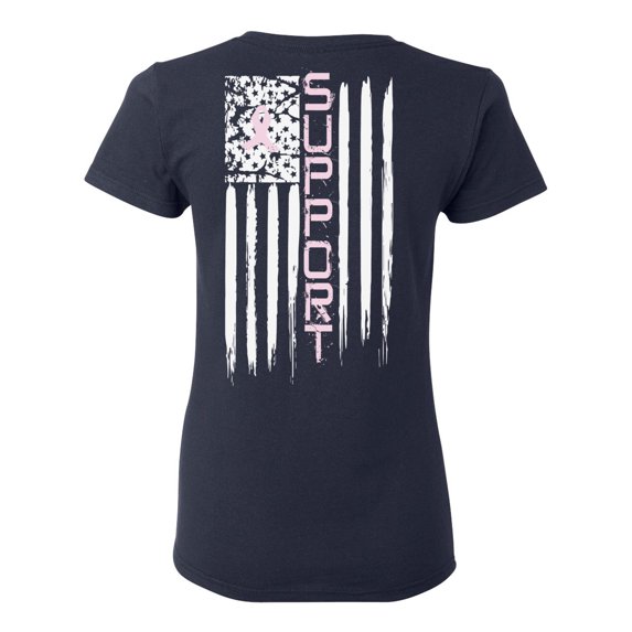 Awkward Styles Breast Cancer Awareness T-Shirt Support Flag T Shirts for Women Back Print