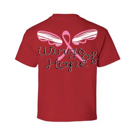 Awkward Styles Breast Cancer Awareness T-Shirt Wings of Hope Kids T Shirts Back Print