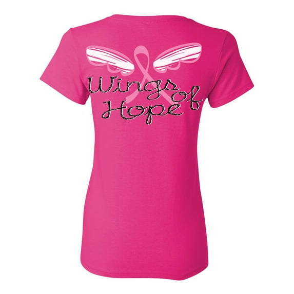 Awkward Styles Breast Cancer Awareness T-Shirt Wings of Hope T Shirts for Women Back Print