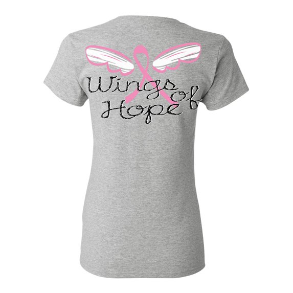 Awkward Styles Breast Cancer Awareness T-Shirt Wings of Hope T Shirts for Women Back Print