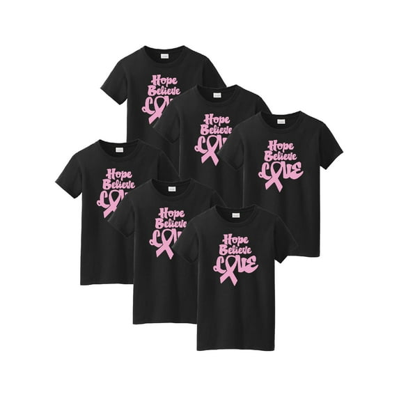 Awkward Styles Breast Cancer Awareness Women Shirt Hope Believe Love Shirt for Ladies Support Cancer Shirt Set of 6 Set of 12 Set of 24