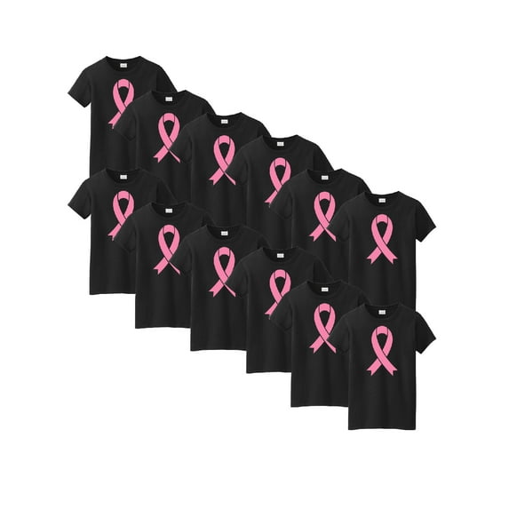 Awkward Styles Breast Cancer Awareness Women Shirt Pink Ribbon Shirt for Ladies Support Cancer Shirt Set of 6 Set of 12 Set of 24