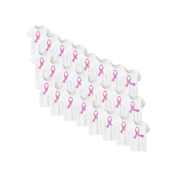 Awkward Styles Breast Cancer Awareness Women Shirt Support Ribbon Breast Cancer Awareness Pink Shirt for Ladies Cancer Shirt Set of 6 Set of 12 Set of 24