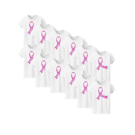 Awkward Styles Breast Cancer Awareness Women Shirt Support Ribbon Breast Cancer Awareness Pink Shirt for Ladies Cancer Shirt Set of 6 Set of 12 Set of 24