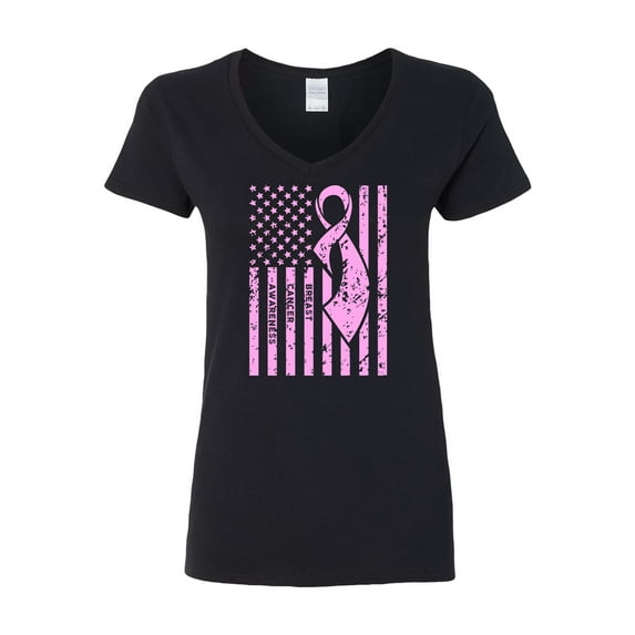Awkward Styles Breast Cancer Awareness Women V-neck Shirt Breast Cancer Awareness Shirt for Ladies Support Cancer Vneck Shirt Set of 6 Set of 12 Set of 24