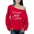 thumbnail image 1 of Awkward Styles Breast Cancer Sweater Stronger Together Ribbon Off Shoulder Tops for Women, 1 of 4