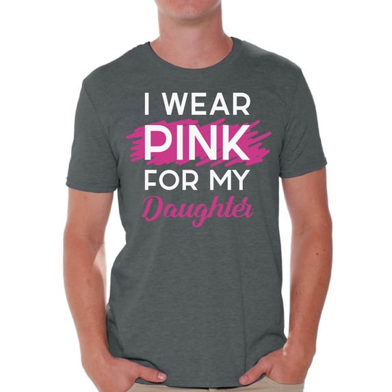 Awkward Styles Breast Cancer T-Shirt I Wear Pink For My Daughter T Shirts for Men