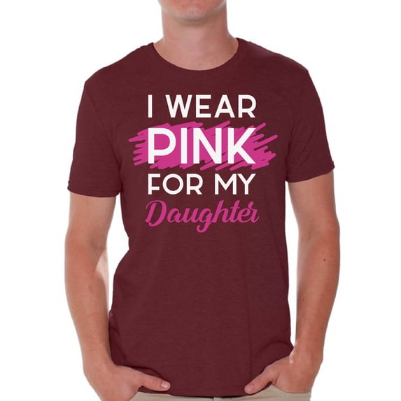 Awkward Styles Breast Cancer T-Shirt I Wear Pink For My Daughter T Shirts for Men