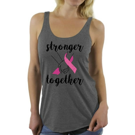 Awkward Styles Breast Cancer T-Shirt Stronger Together Racerback Tank Tops
