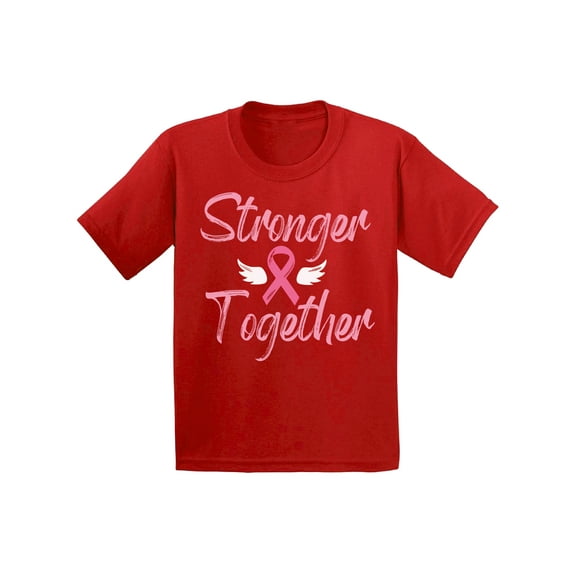 Awkward Styles Breast Cancer T-Shirt Stronger Together Ribbon Kids T Shirts