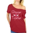 thumbnail image 1 of Awkward Styles Breast Cancer T-Shirt Stronger Together Ribbon Off Shoulder Tops for Women, 1 of 4