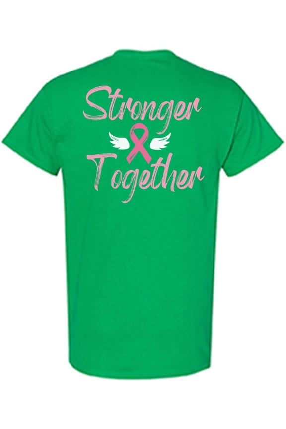 Breast Cancer T-Shirt Stronger Together Ribbon T Shirts for Men Back Print