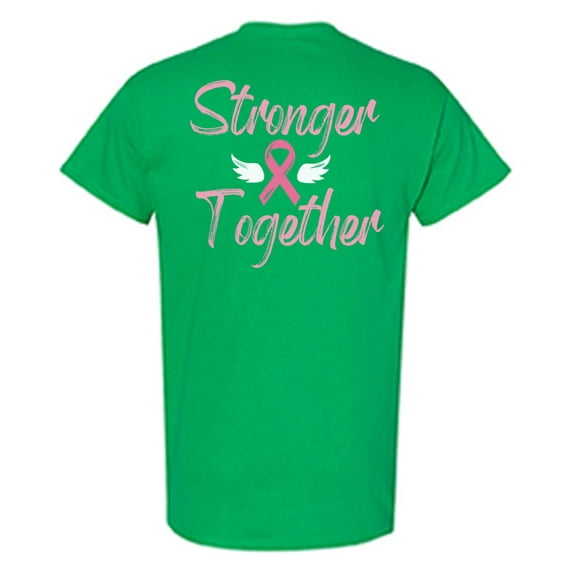 Awkward Styles Breast Cancer T-Shirt Stronger Together Ribbon T Shirts for Men Back Print