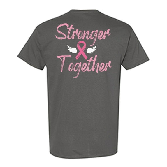 Awkward Styles Breast Cancer T-Shirt Stronger Together Ribbon T Shirts for Men Back Print