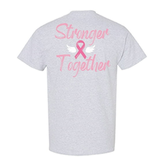 Awkward Styles Breast Cancer T-Shirt Stronger Together Ribbon T Shirts for Men Back Print