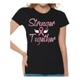 thumbnail image 1 of Awkward Styles Breast Cancer T-Shirt Stronger Together Ribbon T Shirts for Women, 1 of 4