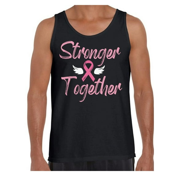 Awkward Styles Breast Cancer T-Shirt Stronger Together Ribbon Tank Tops for Men