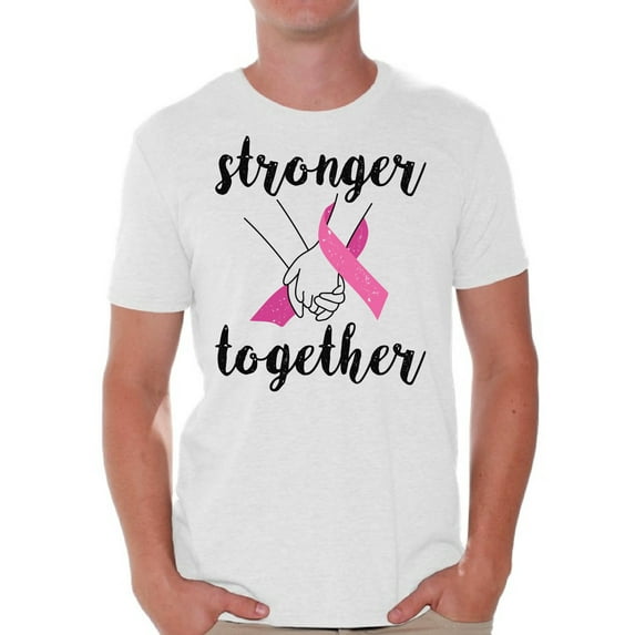 Awkward Styles Breast Cancer T-Shirt Stronger Together T Shirts for Men