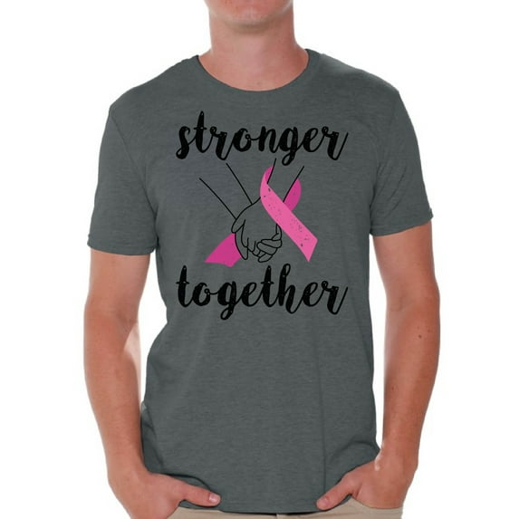 Awkward Styles Breast Cancer T-Shirt Stronger Together T Shirts for Men