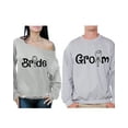 thumbnail image 1 of Awkward Styles Bride and Groom Couple Sweatshirts Matching Bride and Groom Sweaters for Couples Cute Engagement Party Sweatshirts Valentine's Day Gift Bride Off Shoulder Sweatshirt Groom Sweater, 1 of 5