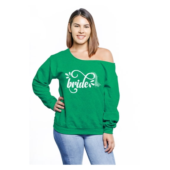 Awkward Styles Bride Off Shoulder Sweatshirt Plus Size Sexy Plus Size Bride Sweatshirt Women's Bride Sweater Oversized Curvy Women's Bachelorette Party Sweatshirt Wedding Gifts for Her Bridal Party