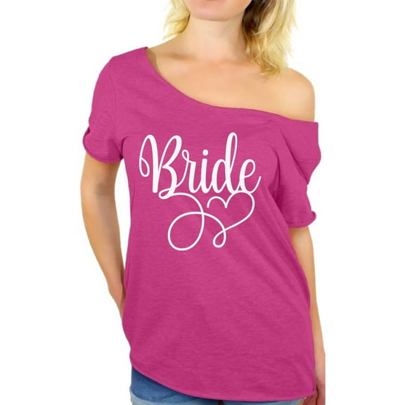 Awkward Styles Bride Off The Shoulder T Shirt for Women Bridesmaid Oversized Shirt Wedding Party Outfit Bachelorette Party Shirts Bridesmaid Oversized Tshirt Bride Squad T Shirt Bridal Party Gifts