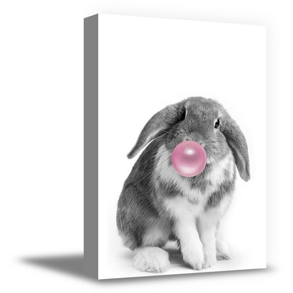 Awkward Styles Bunny Chewing Pink Bubble Gum Kids Room Animal Canvas Wall Art Nursery Room Digital Collage for Nursery Room Decor Lovely Bunny Poster Kids Room Artwork Pink Gum Animal Printed Art