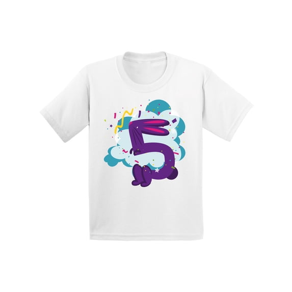 Awkward Styles Bunny Youth Shirt Animal Birthday Party Kids Bunny Tshirt Bunny Birthday Shirt 5th Birthday Party Funny Gifts for 5 Year Old I'm Five Shirt Animal Tshirt for Kids