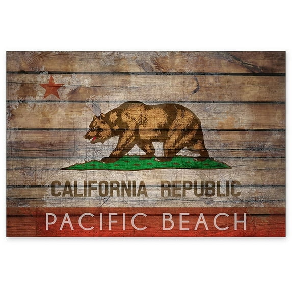 Awkward Styles CA Lovers Gifts Pacific Beach Printed Wall Art Bear Flag Unframed Decor for Home California Flag Poster Picture Cali Art for Kitchen California Republic Printed Wall Decor for Office