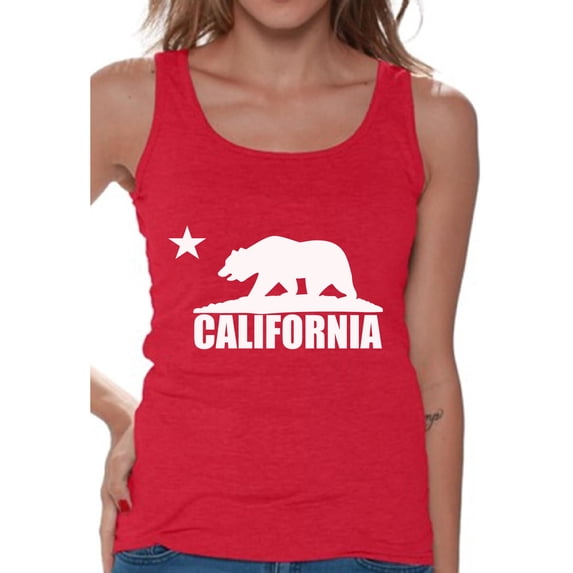 Awkward Styles California Bear Tank Top for Women California Tank Tops Cali Gifts Women's California Sleeveless Shirt Cali Bear Tank Gifts from California