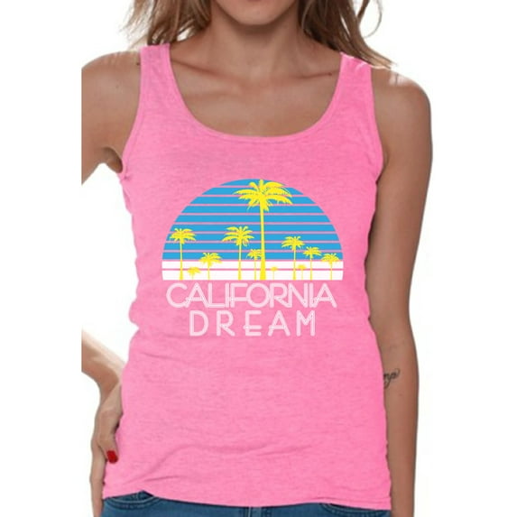 Awkward Styles California Dream Tank Top for Women California Tank Tops California Sleeveless Shirt Cali Gifts Women's California Palm Trees Tank Summer Tank Tops for Women Gifts from California