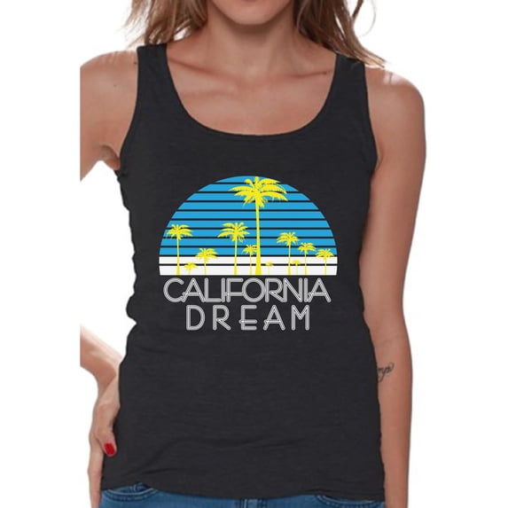 Awkward Styles California Dream Tank Top for Women California Tank Tops California Sleeveless Shirt Cali Gifts Women's California Palm Trees Tank Summer Tank Tops for Women Gifts from California