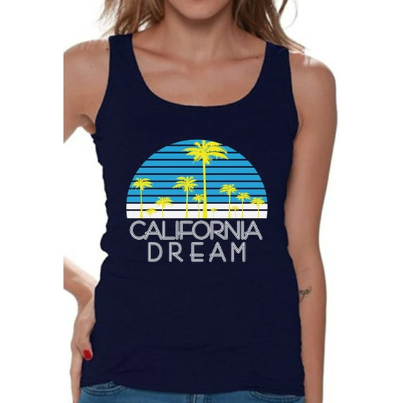 Awkward Styles California Dream Tank Top for Women California Tank Tops California Sleeveless Shirt Cali Gifts Women's California Palm Trees Tank Summer Tank Tops for Women Gifts from California